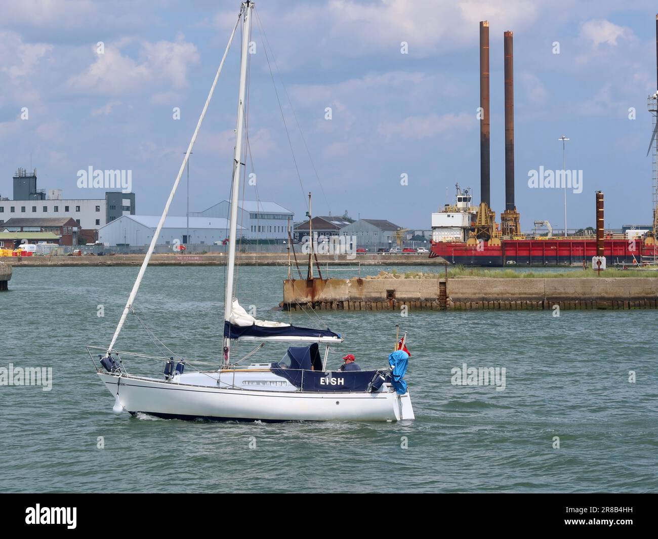 Lowestoft, Suffolk 19 June 2023 The Eish sailing yacht heading for