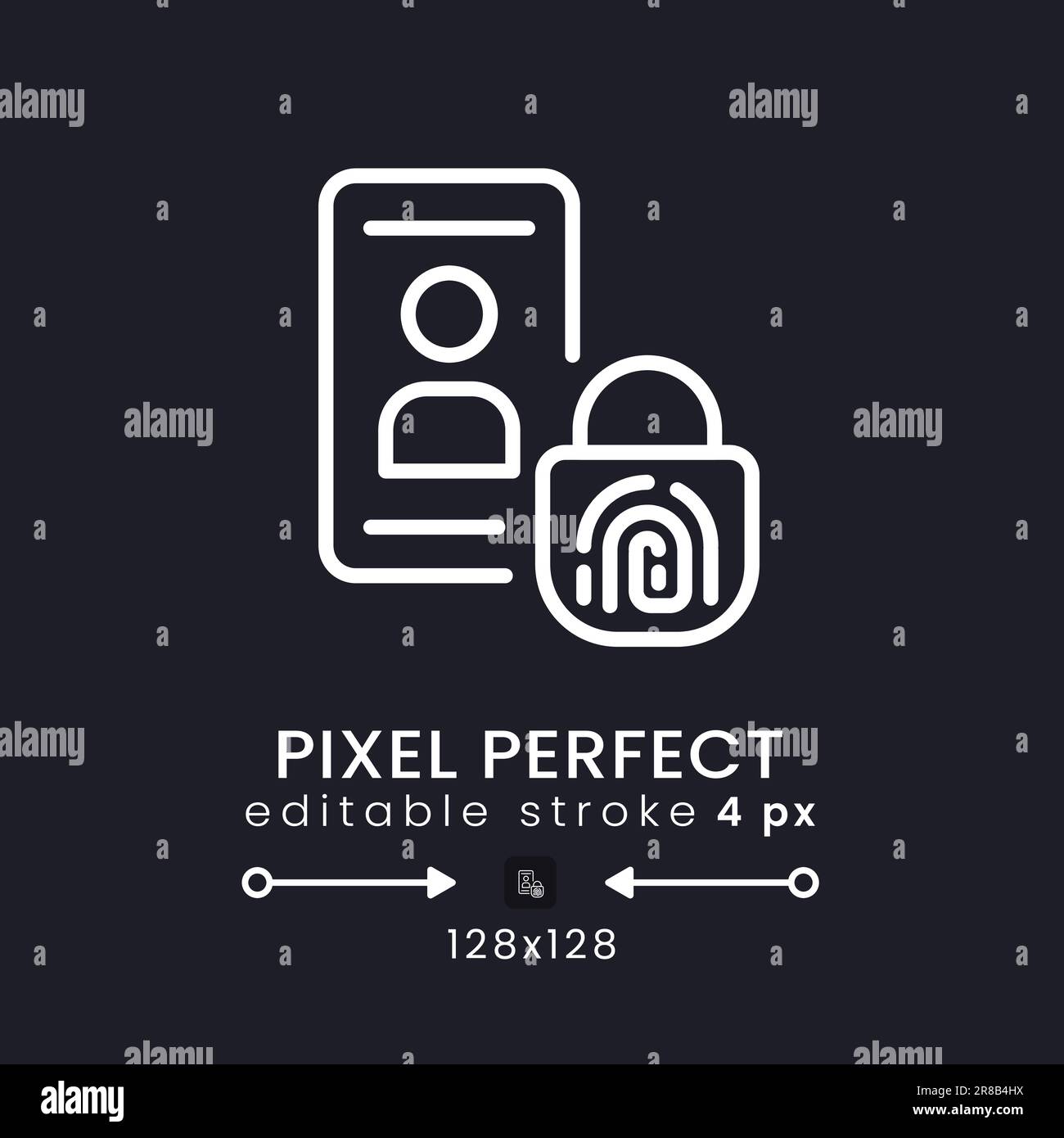 Multi-factor authentication white linear desktop icon on black Stock ...