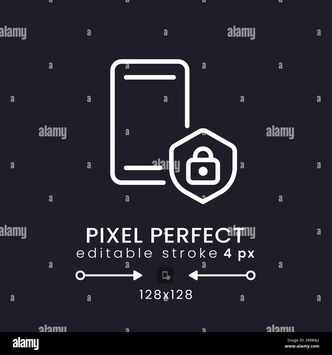 Mobile device security white linear desktop icon on black Stock Vector ...