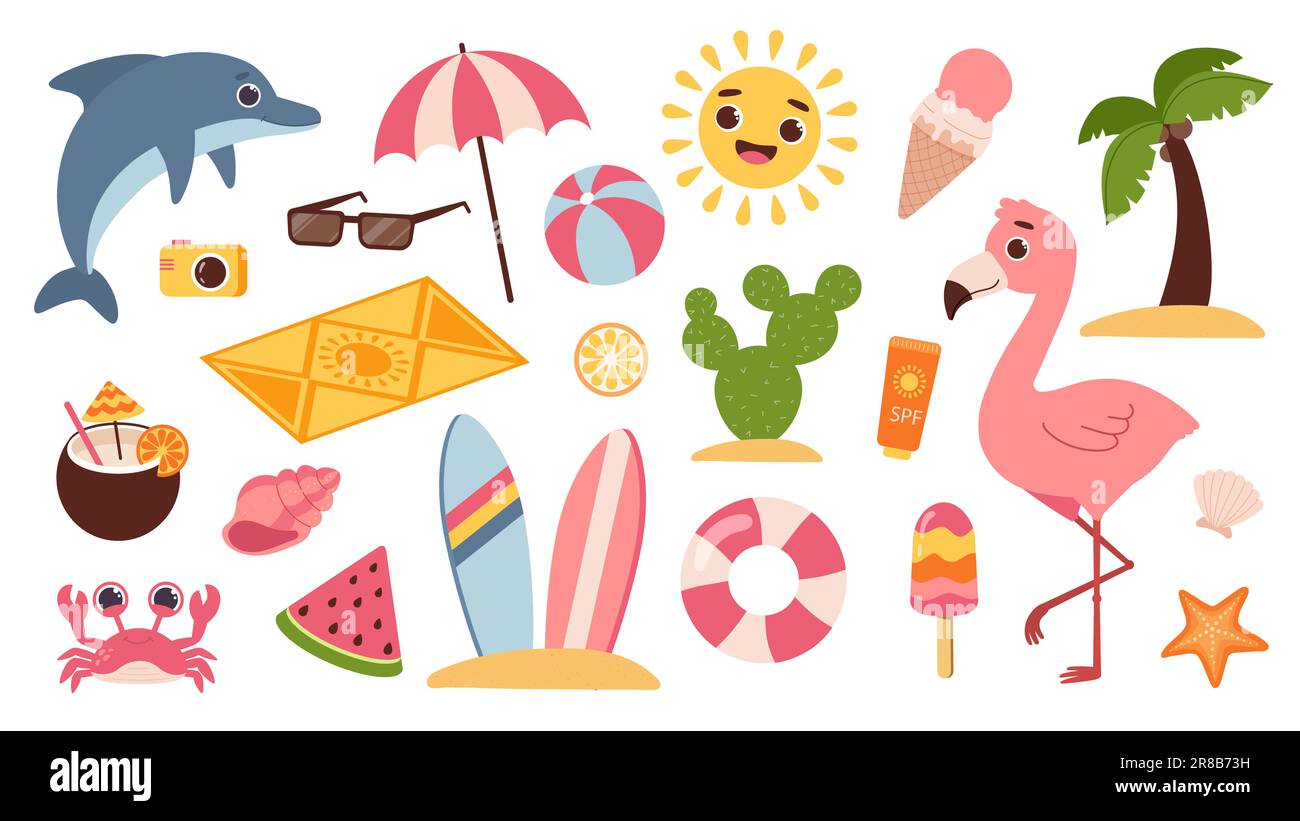 Summer elements stickers vector set Stock Vector Image & Art - Alamy