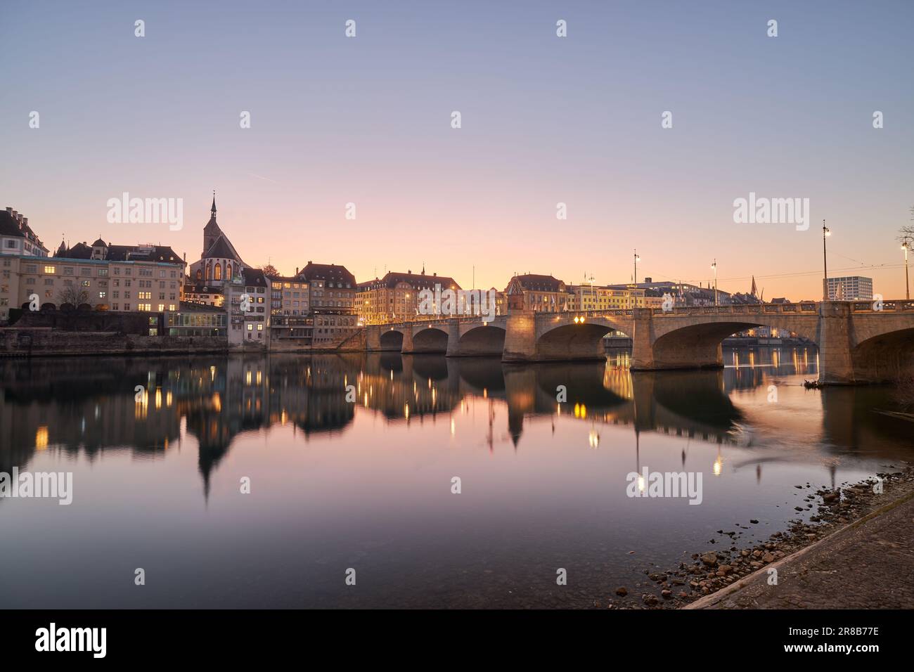 A cityscape Basel surrounded by buildings Stock Photo