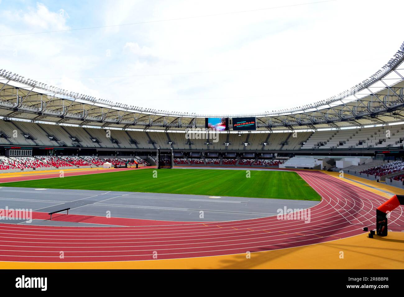 Budapest, June 2023 the new stadium interior. spectator seats with
