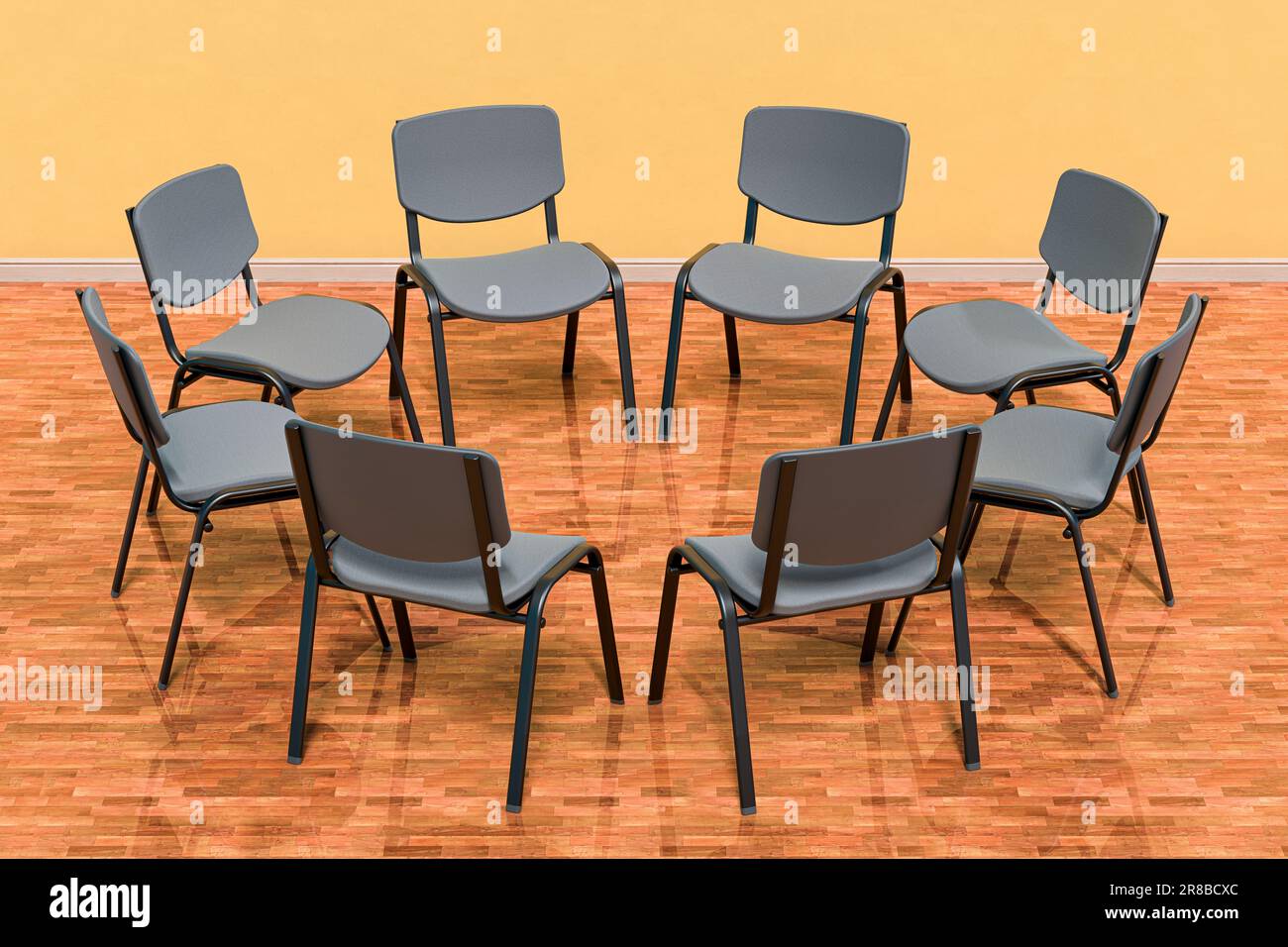 Empty chairs in a circle or meeting room, 3D rendering Stock Photo Alamy