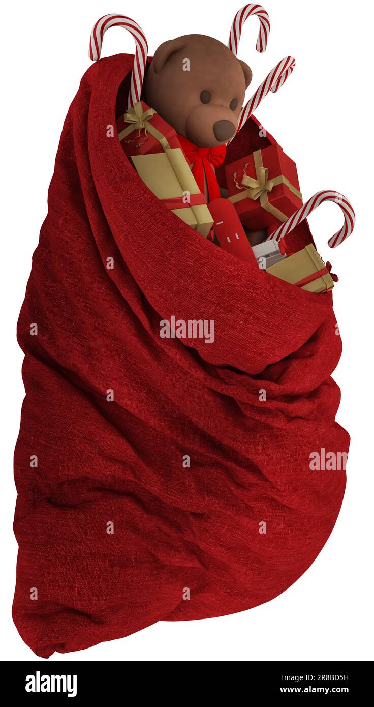 santa claus sack full of christmas gifts ready to deliver Stock Photo ...