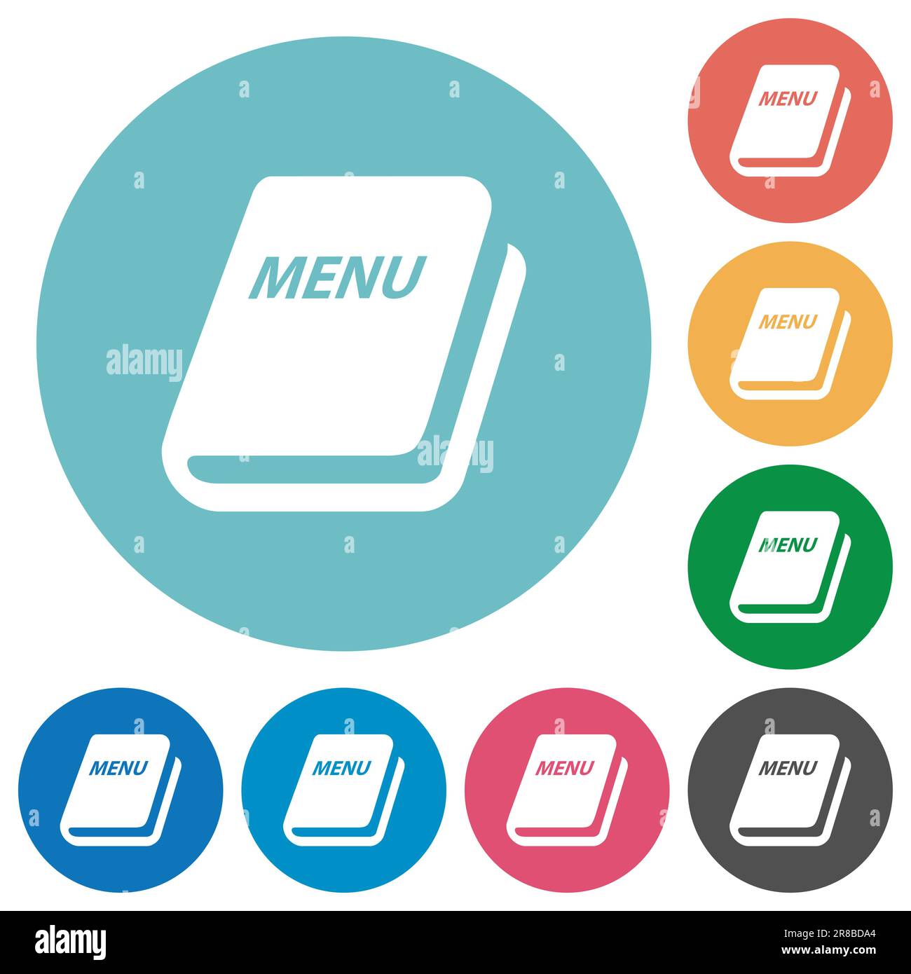 Menu flat white icons on round color backgrounds Stock Vector Image ...