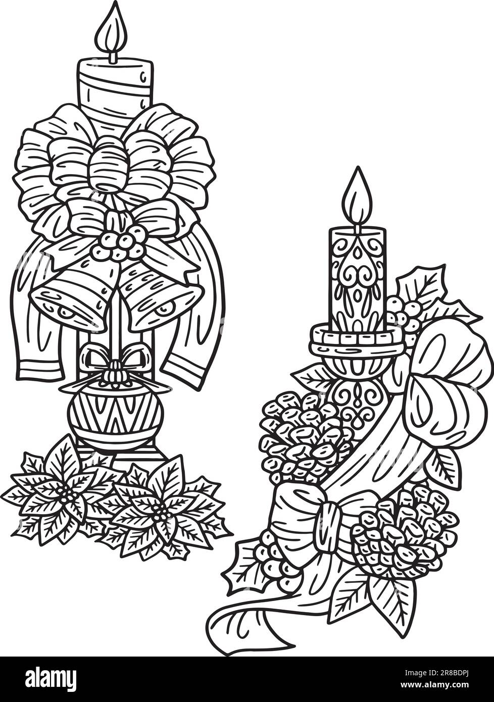 christmas-candle-holder-isolated-adults-coloring-stock-vector-image-art-alamy