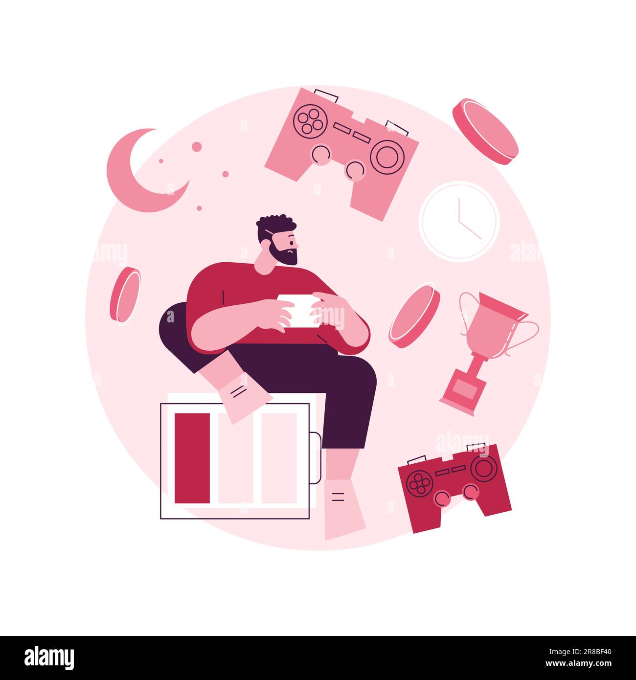 Gaming disorder abstract concept vector illustration. Video game addict