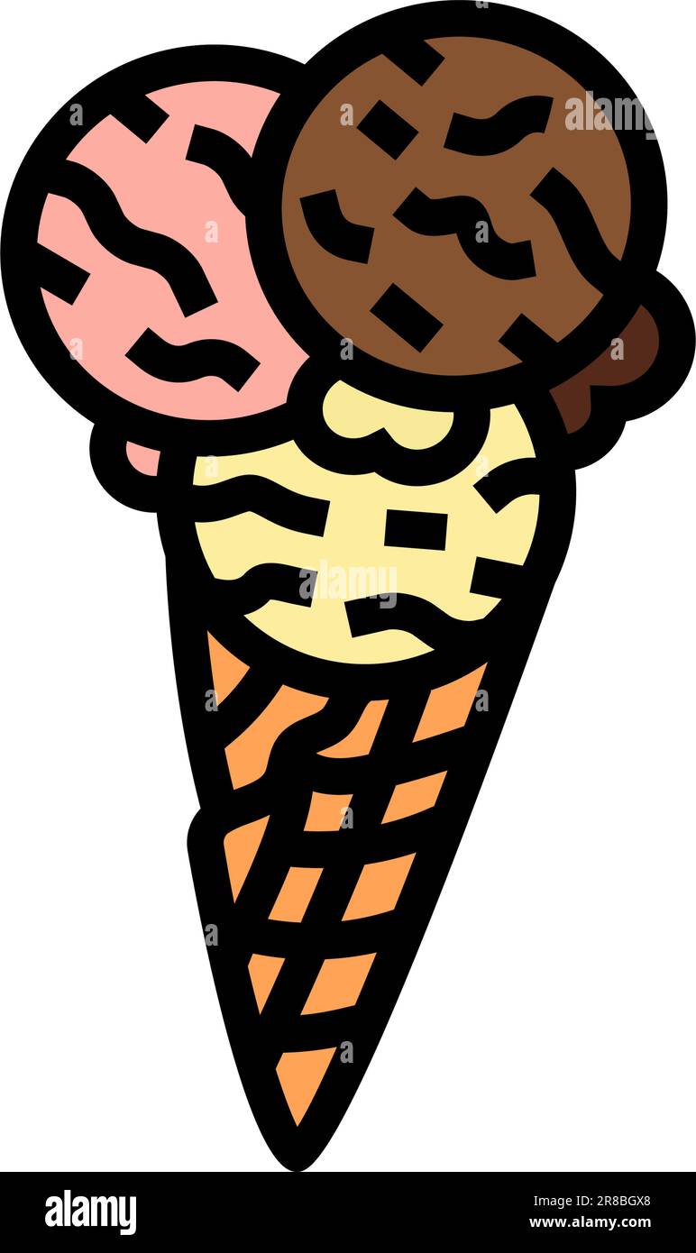 neapolitan ice cream scoop food snack color icon vector illustration