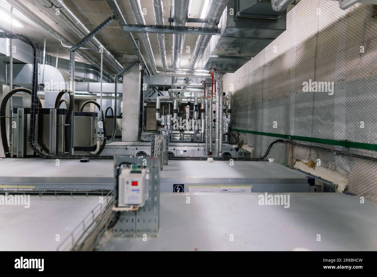Pressure sensor in an industrial boiler room. Barometer in the heating