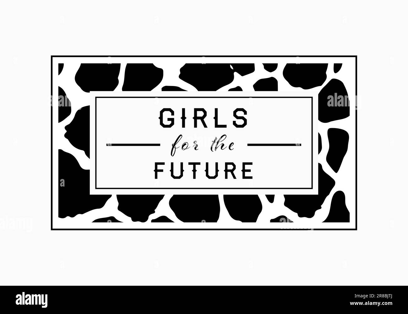 Girls for the Future slogan on leopard pattern background. Print