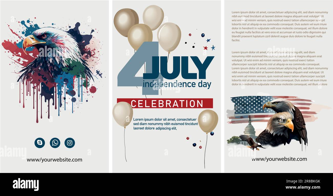 Happy 4th of July USA Independence Day greeting card with waving ...
