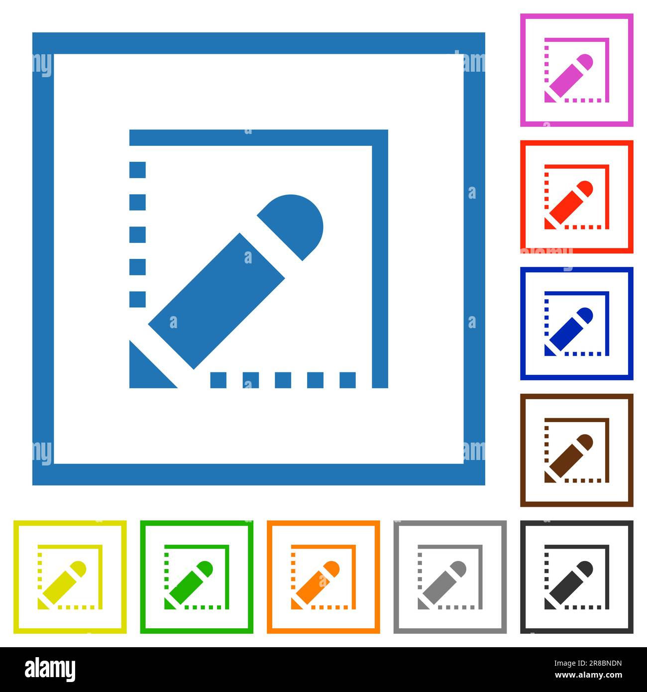 Edit shape flat color icons in square frames on white background Stock Vector