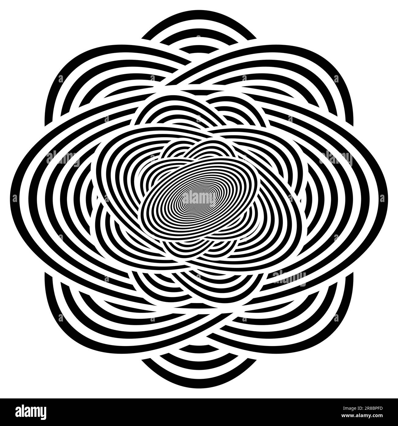 Abstract pattern background with black and white wavy lines circles and curves Stock Vector