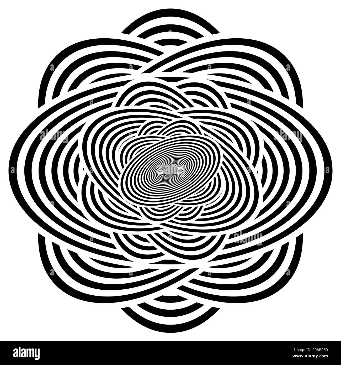 Abstract pattern background with black and white wavy lines circles and ...