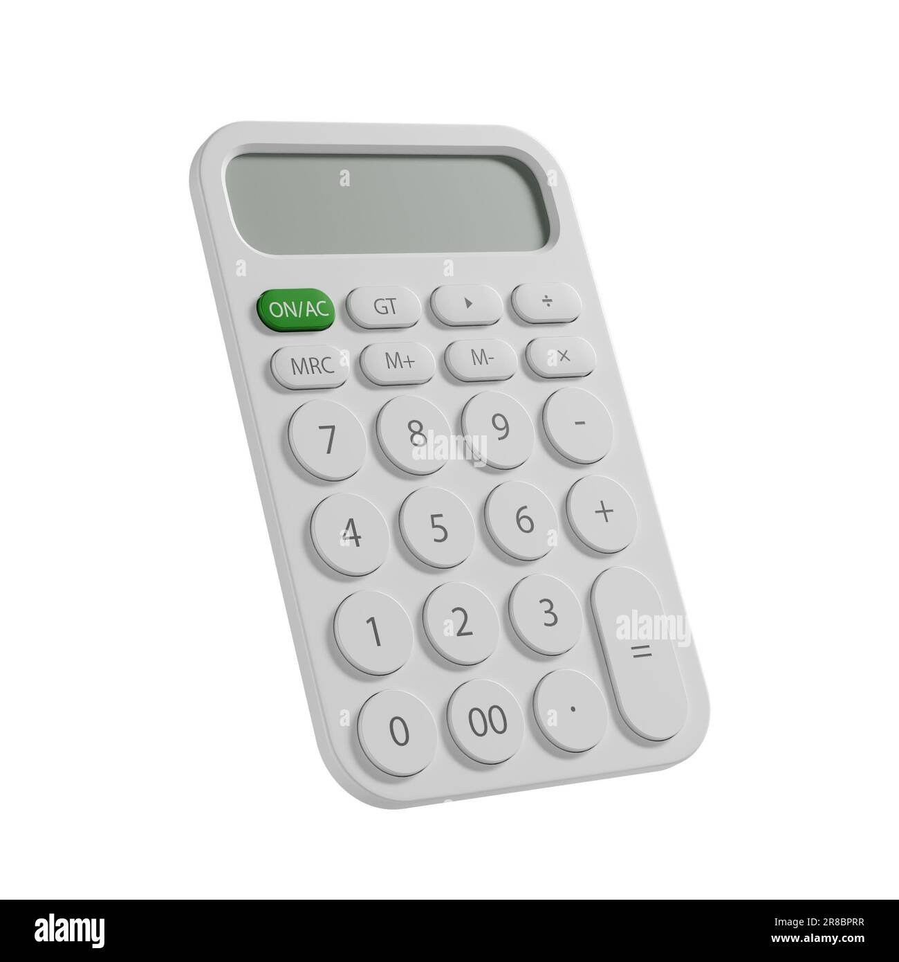 A 3d rendering of a modern calculator with a white background, isolated ...