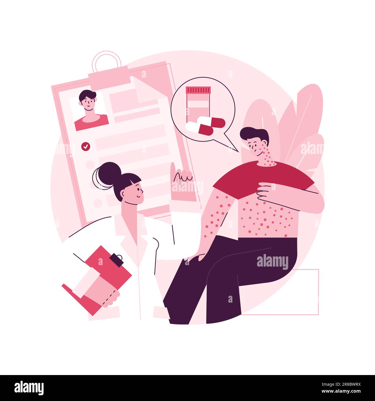 Drug allergy abstract concept vector illustration. Triggers of