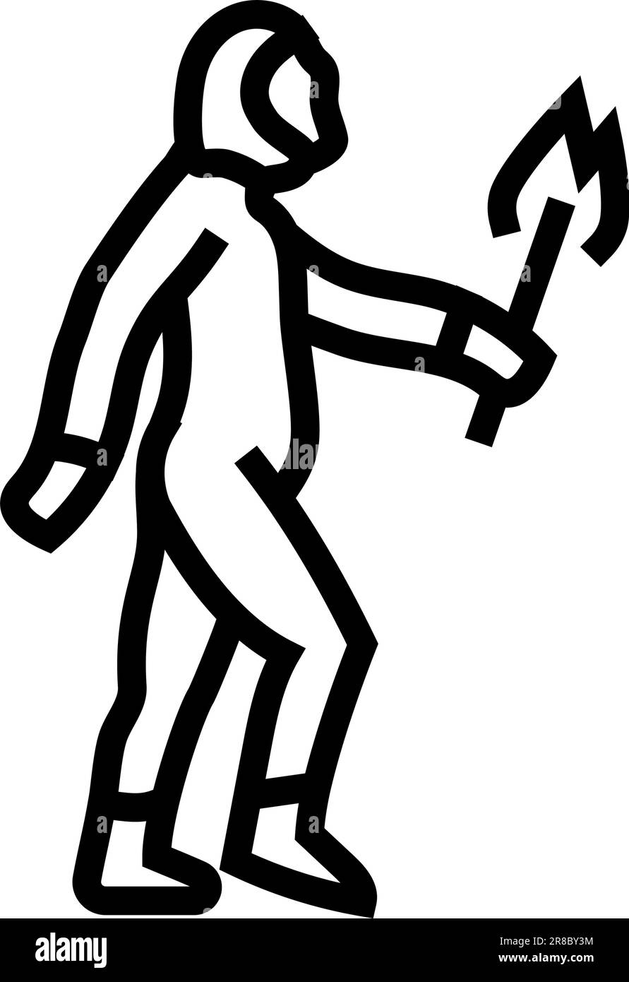 homo heidelbergensis human evolution line icon vector illustration Stock Vector