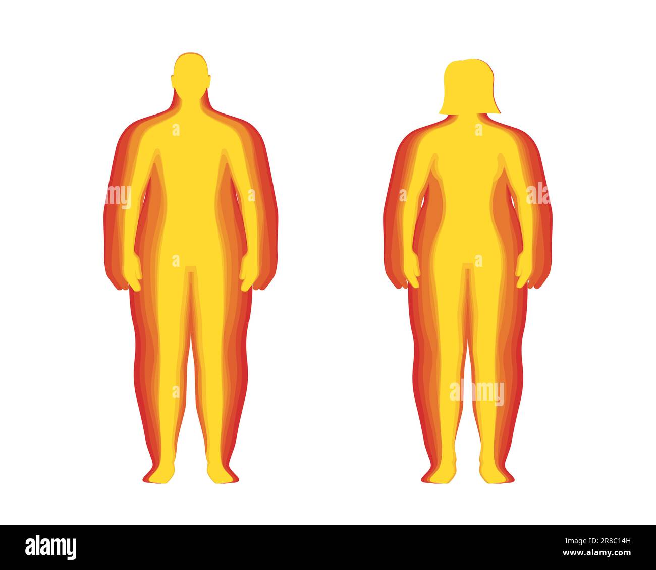 BMI classification measurement infographic set concept. Man and woman ...