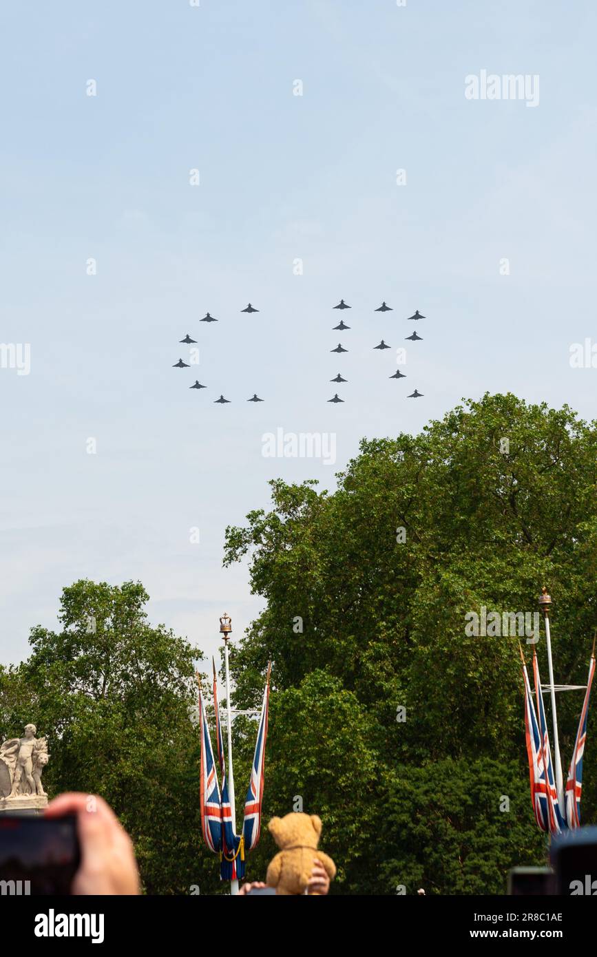 King's Birthday Flypast after Trooping the Colour in The Mall, London