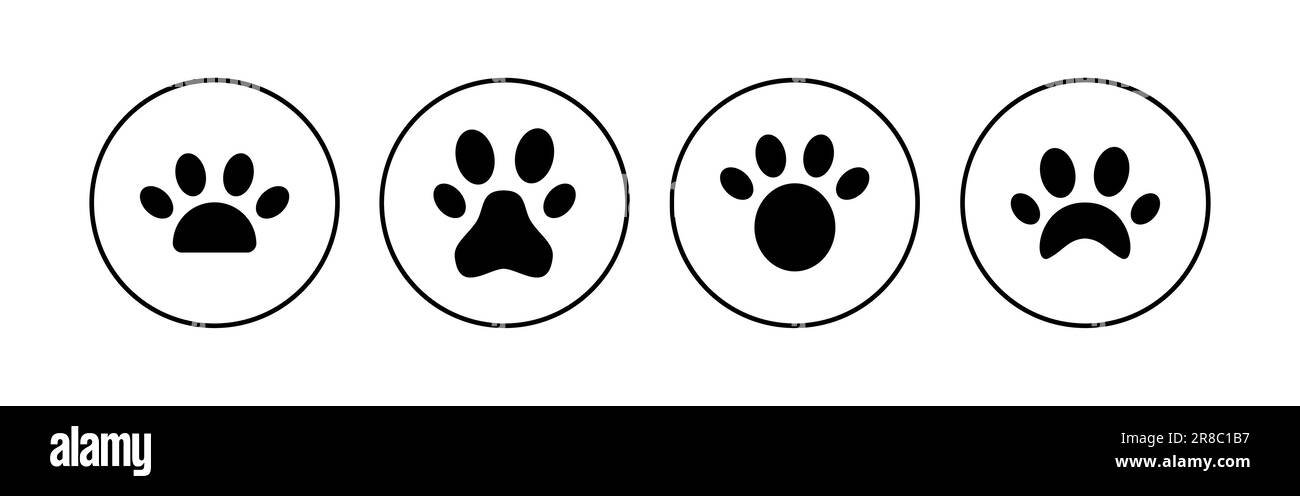 Paw icon set. paw print icon vector. dog or cat paw Stock Vector Image ...