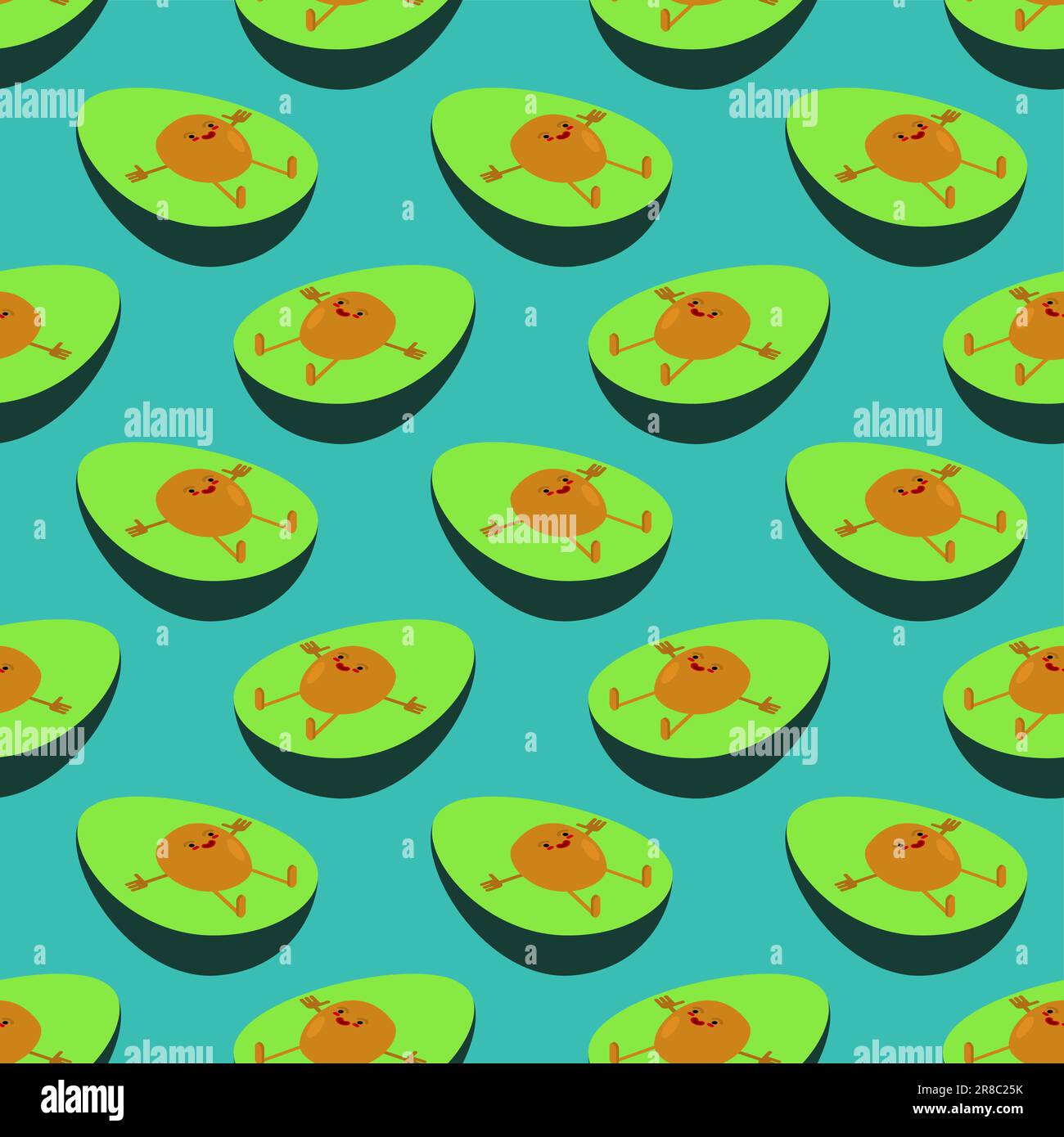 Avocado cartoon pattern seamless. Baby fabric texture Stock Vector