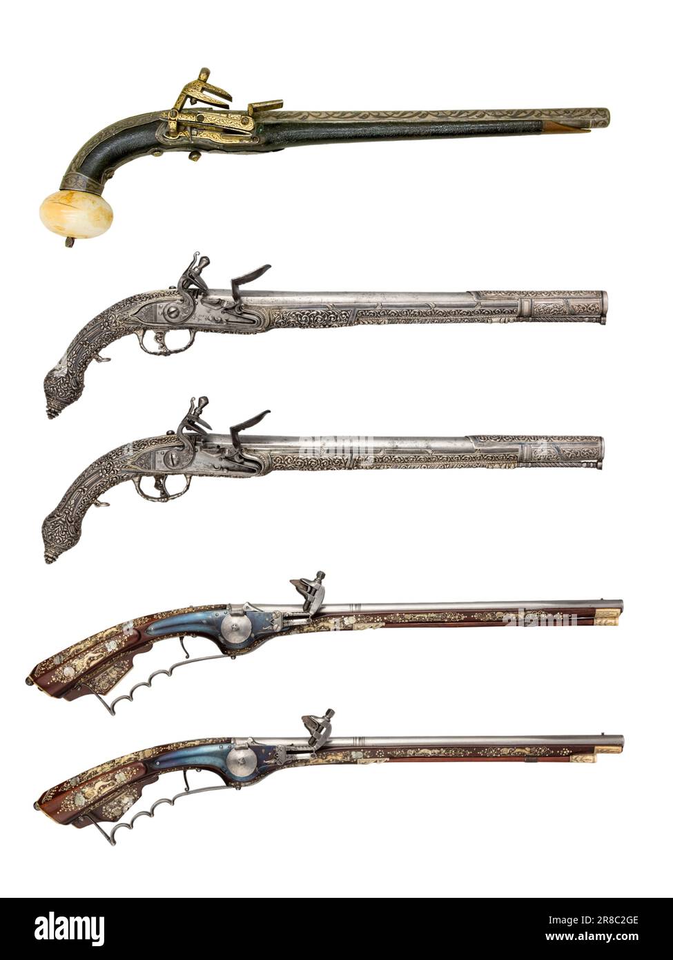 antique vintage handguns isolated background Stock Photo - Alamy