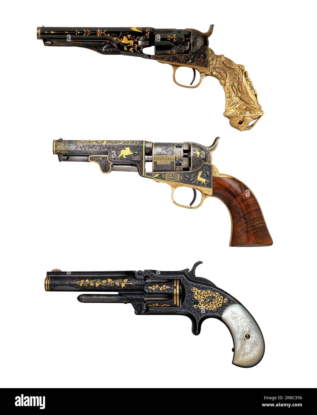 antique vintage handguns isolated background Stock Photo - Alamy