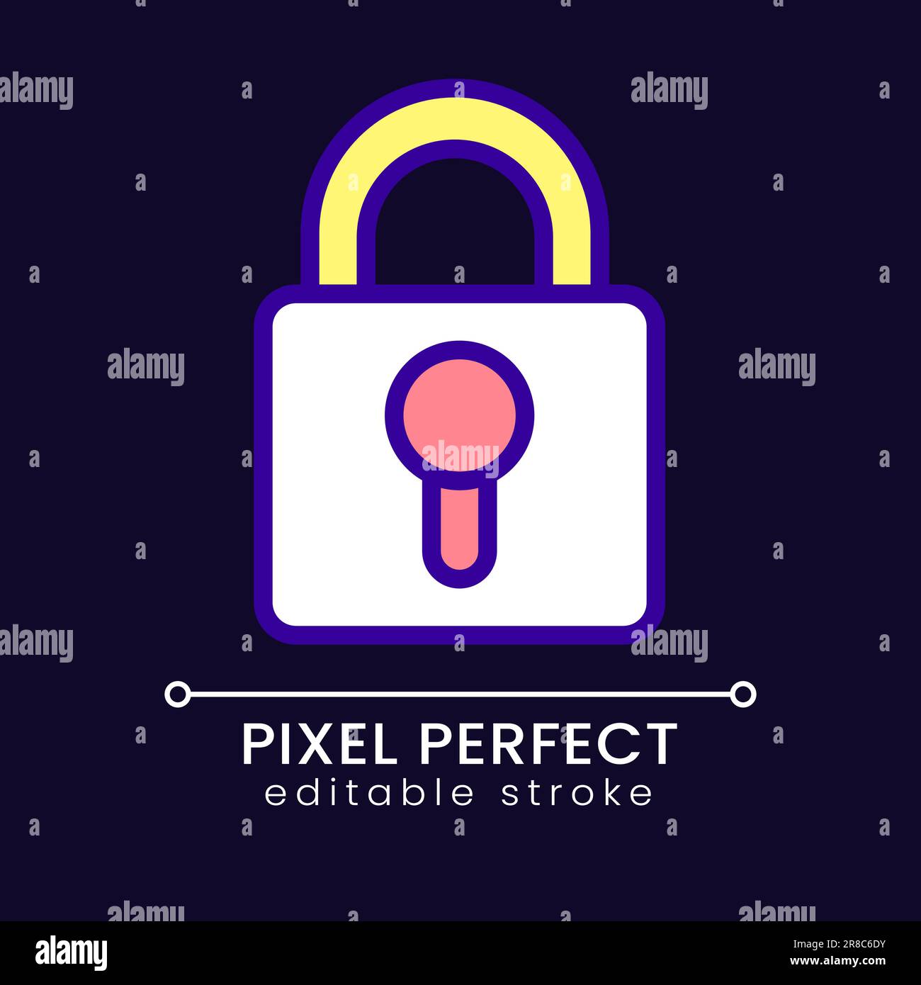 Lock pixel perfect RGB color icon for dark theme Stock Vector
