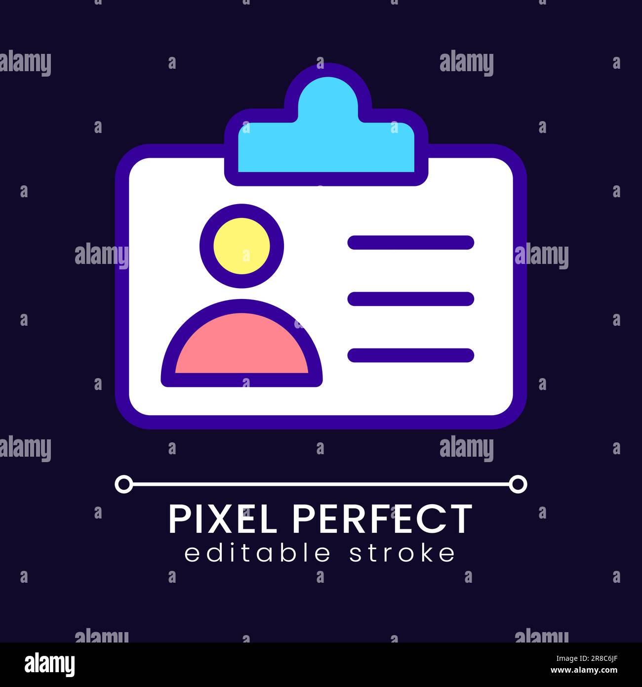Employee badge pixel perfect RGB color icon for dark theme Stock Vector ...