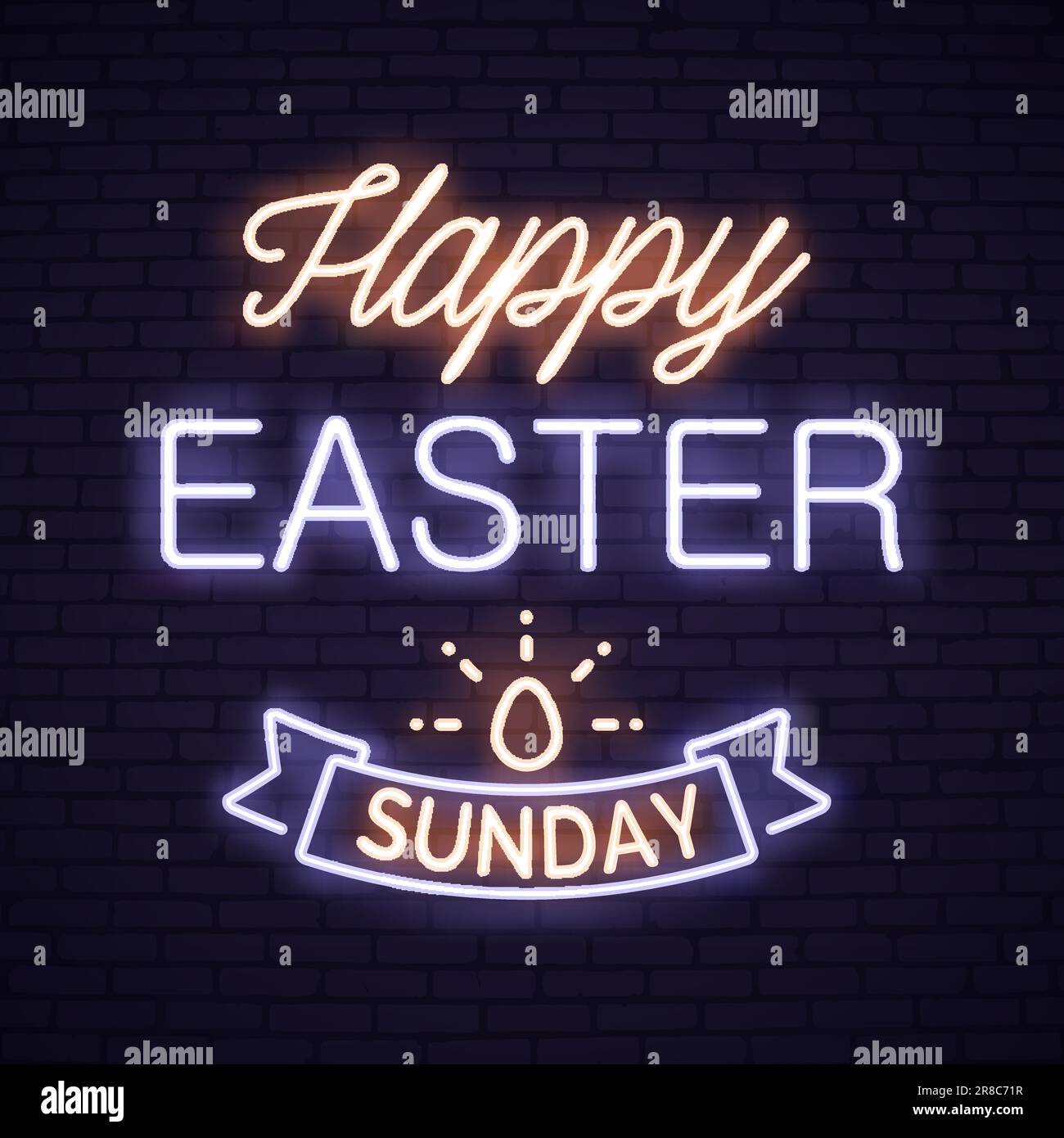 Neon Happy Easter lettering Stock Vector