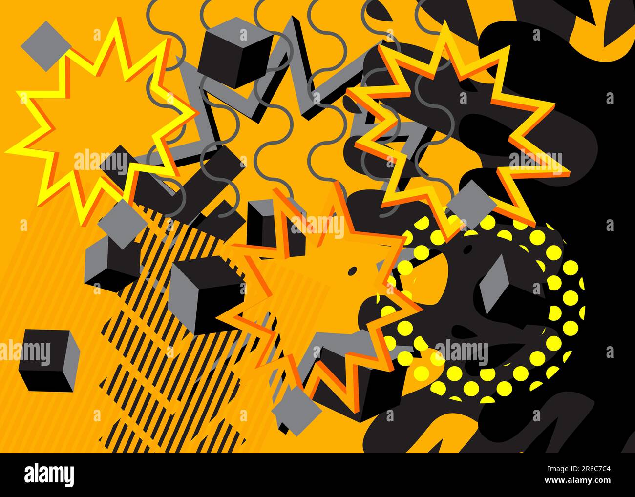 Black and yellow retro shapes template. Vintage minimal geometrical ...