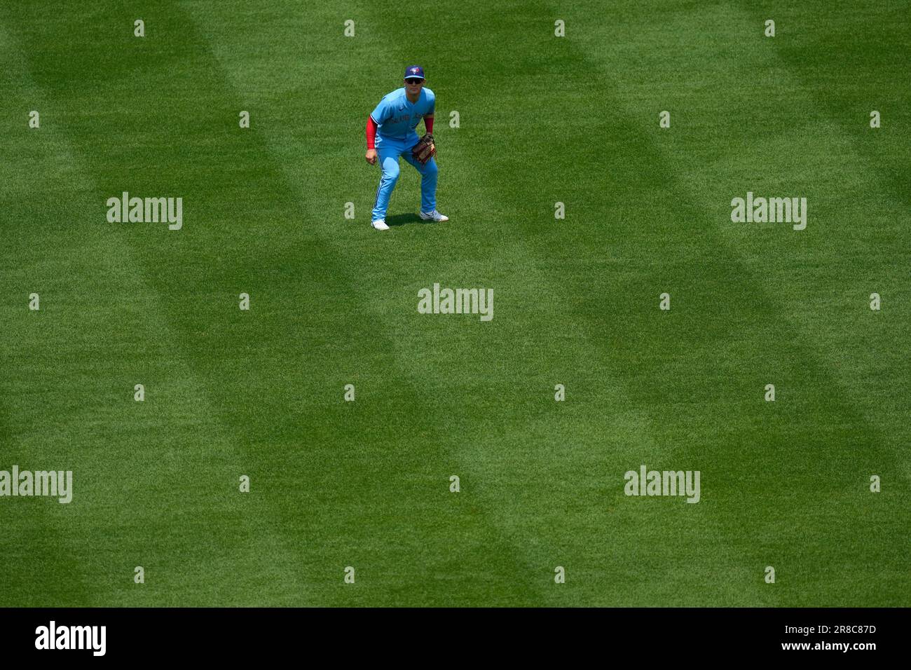 Toronto Blue Jays left fielder Daulton Varsho (25) during the MLB game  between the Toronto Blue Jays and the Houston Astros on Tuesday, April 18,  2023 Stock Photo - Alamy