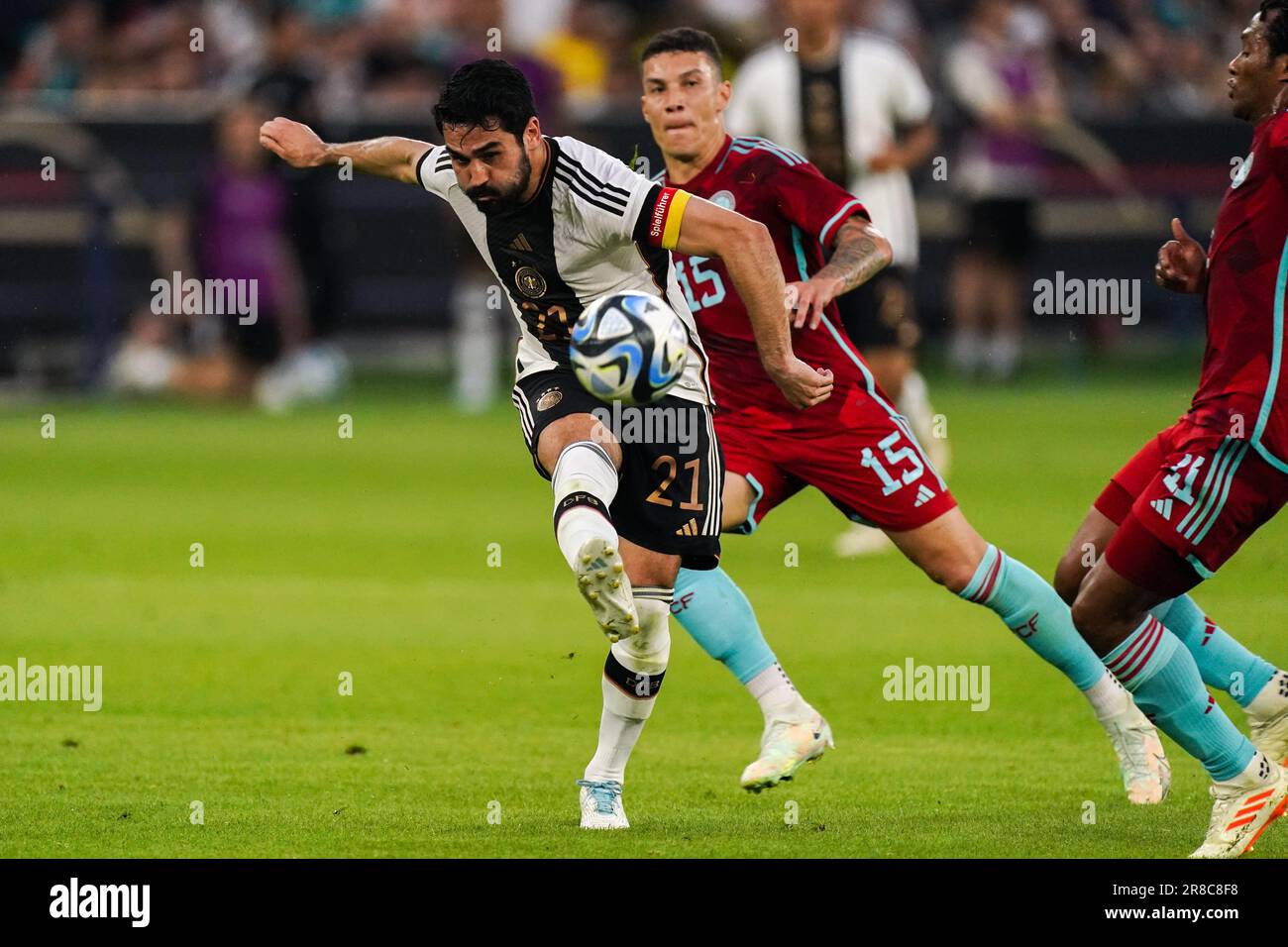 Gelsenkirchen, Germany. 20th June, 2023. GELSENKIRCHEN, GERMANY - JUNE 20: Ilkay Gundogan of Germany battle for possession with Mateus Uribe of Colombia during the International Friendly match between Germany and Colombia at the Veltins-Arena on June 20, 2023 in Gelsenkirchen, Germany (Photo by Joris Verwijst/Orange Pictures) Credit: Orange Pics BV/Alamy Live News Stock Photo