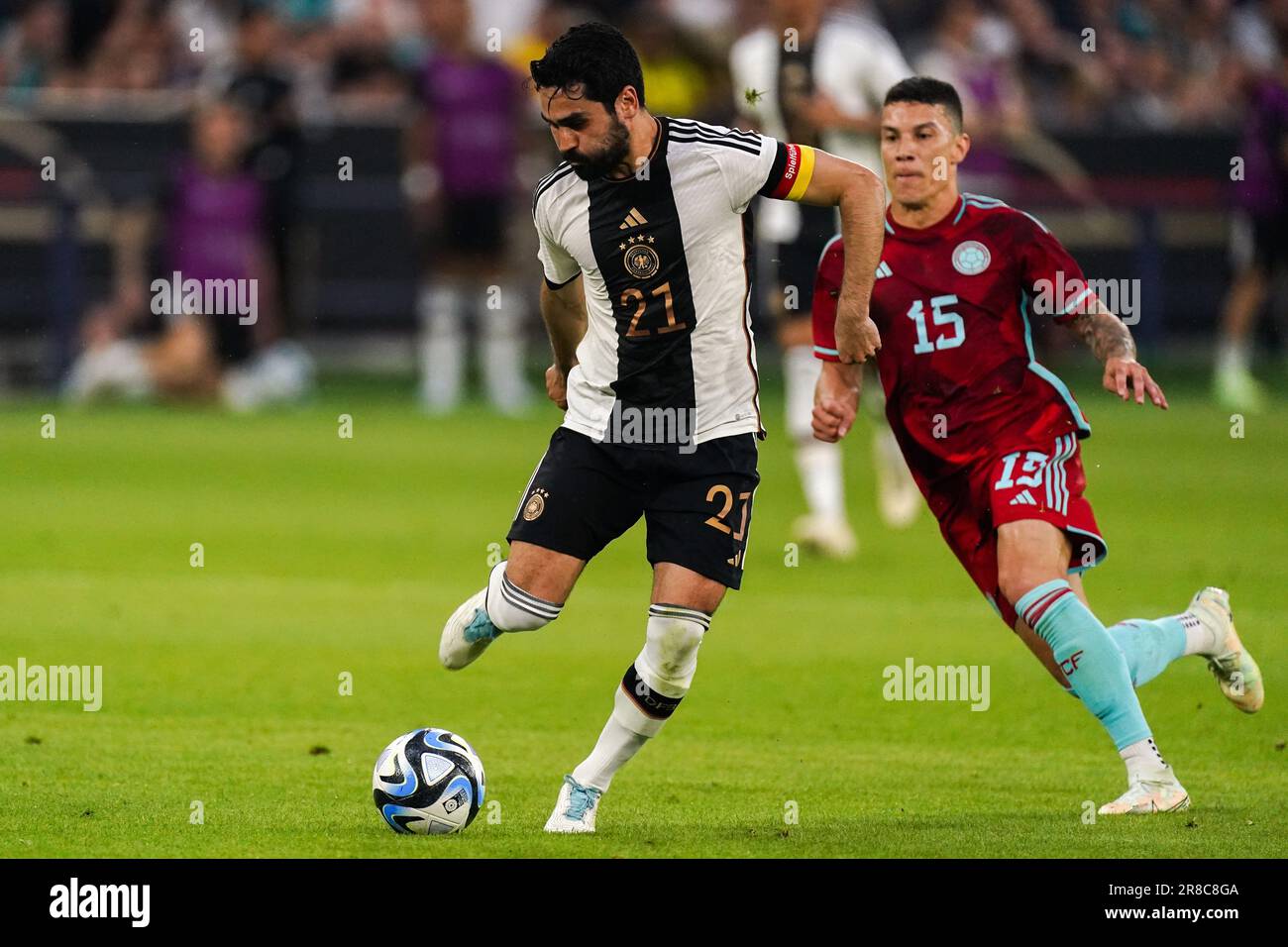 Gelsenkirchen, Germany. 20th June, 2023. GELSENKIRCHEN, GERMANY - JUNE 20: Ilkay Gundogan of Germany battle for possession with Mateus Uribe of Colombia during the International Friendly match between Germany and Colombia at the Veltins-Arena on June 20, 2023 in Gelsenkirchen, Germany (Photo by Joris Verwijst/Orange Pictures) Credit: Orange Pics BV/Alamy Live News Stock Photo