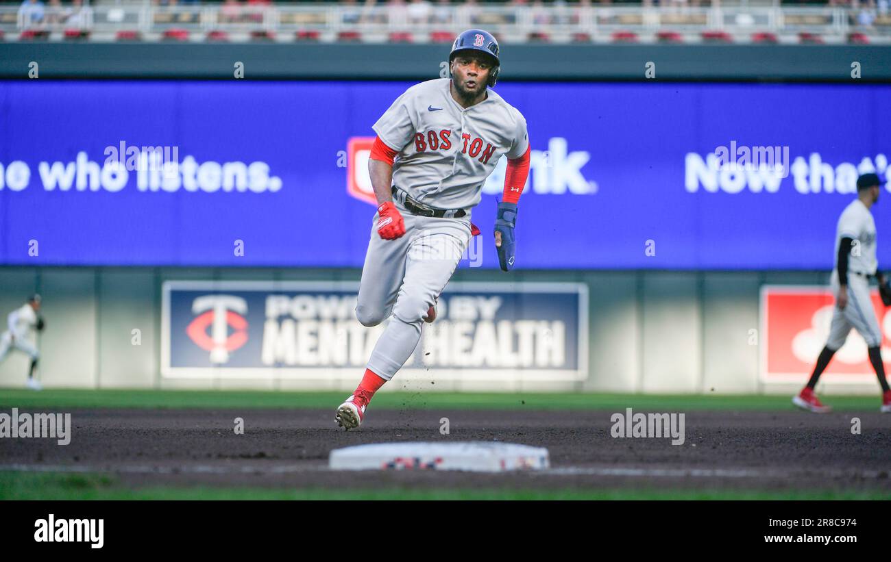 Boston Red Soxs Pablo Reyes rounds third base to score against the Minnesota Twins during the fourth inning of a baseball game, Monday, June 19, 2023, in Minneapolis