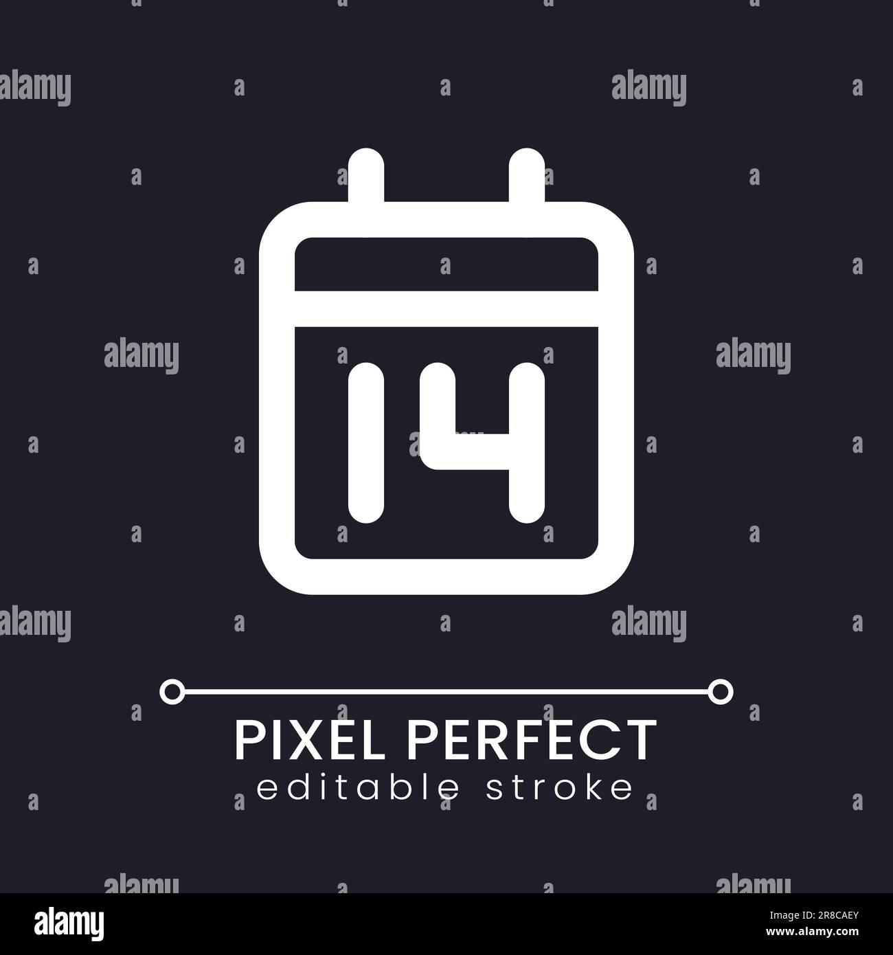 Calendar application pixel perfect white linear ui icon for dark theme Stock Vector