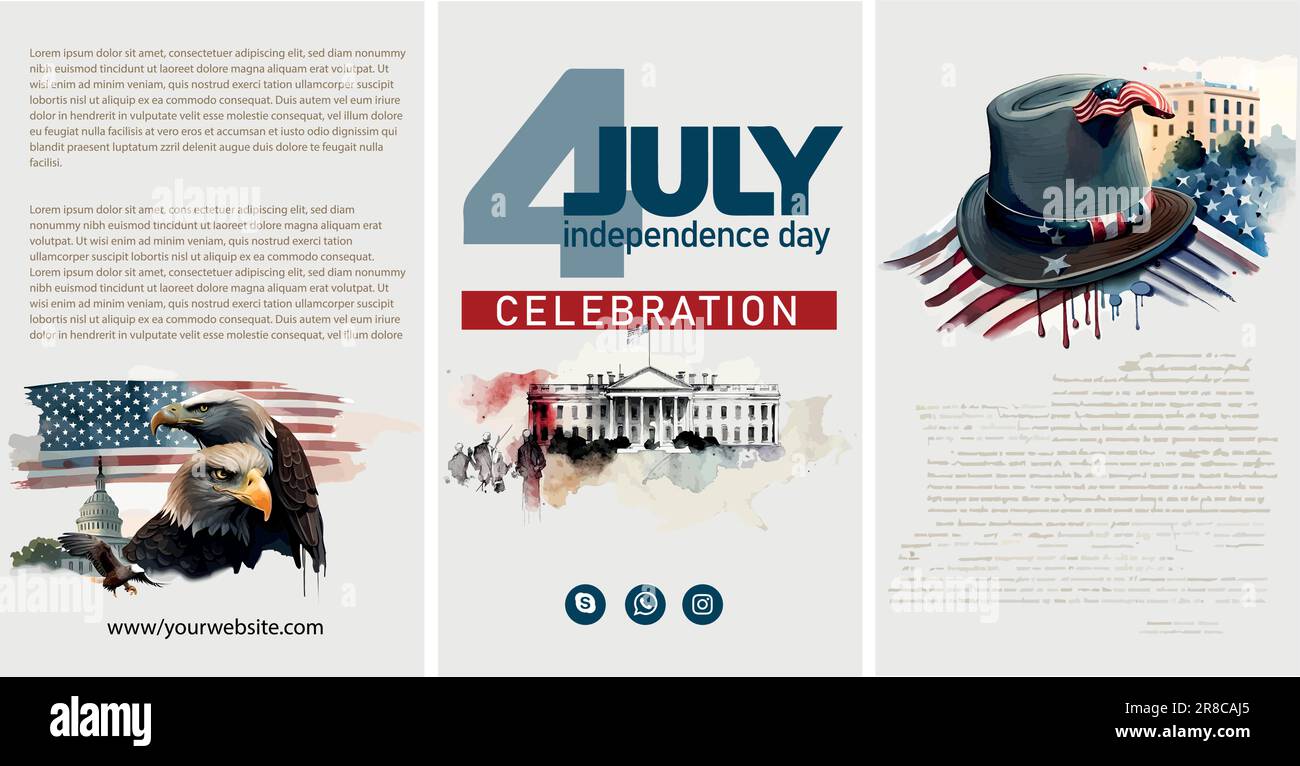 Happy 4th of July USA Independence Day greeting card with waving ...