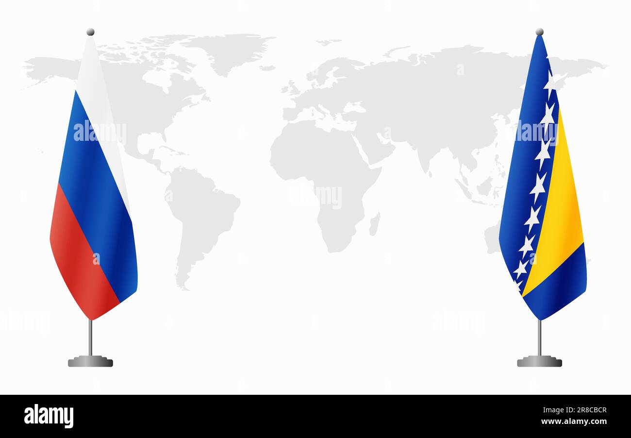 Russia and Bosnia and Herzegovina flags for official meeting against ...