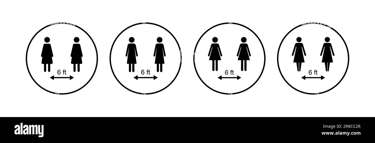Social distancing icon set. social distance icon. self quarantine sign ...