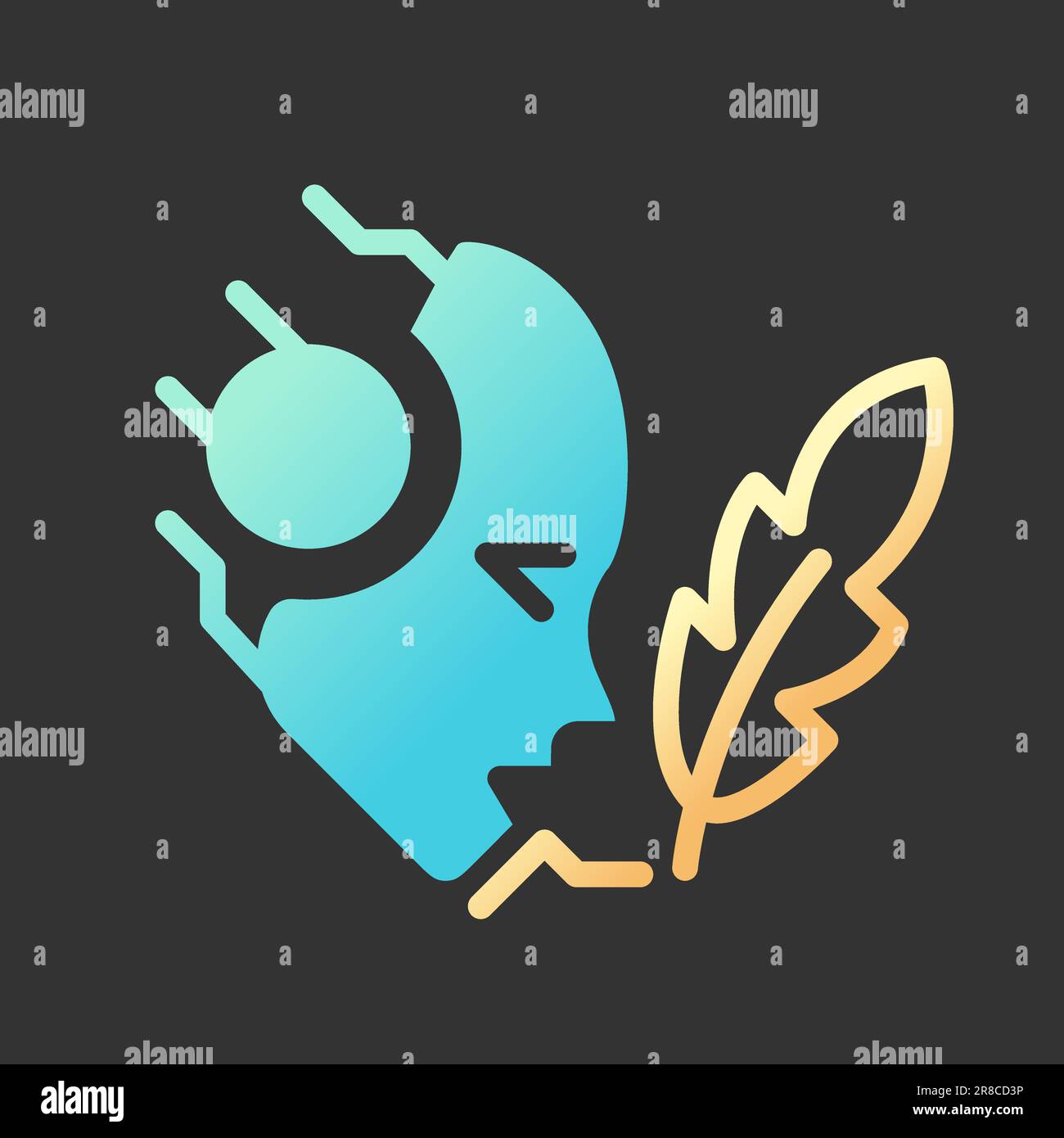 AI writes gradient glyph icon with lineart for dark theme Stock Vector ...