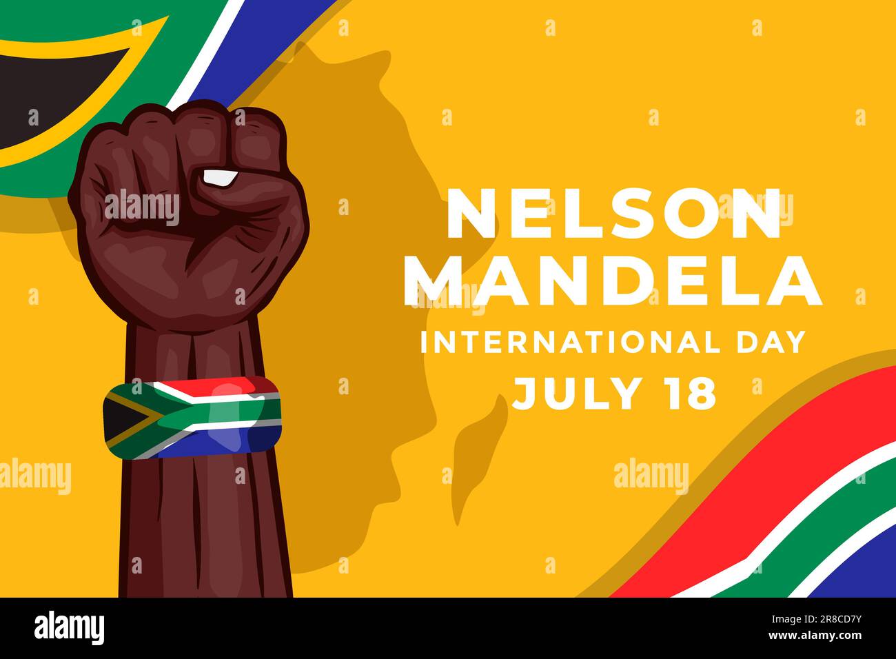 flat design hand drawn nelson mandela international day Stock Vector ...