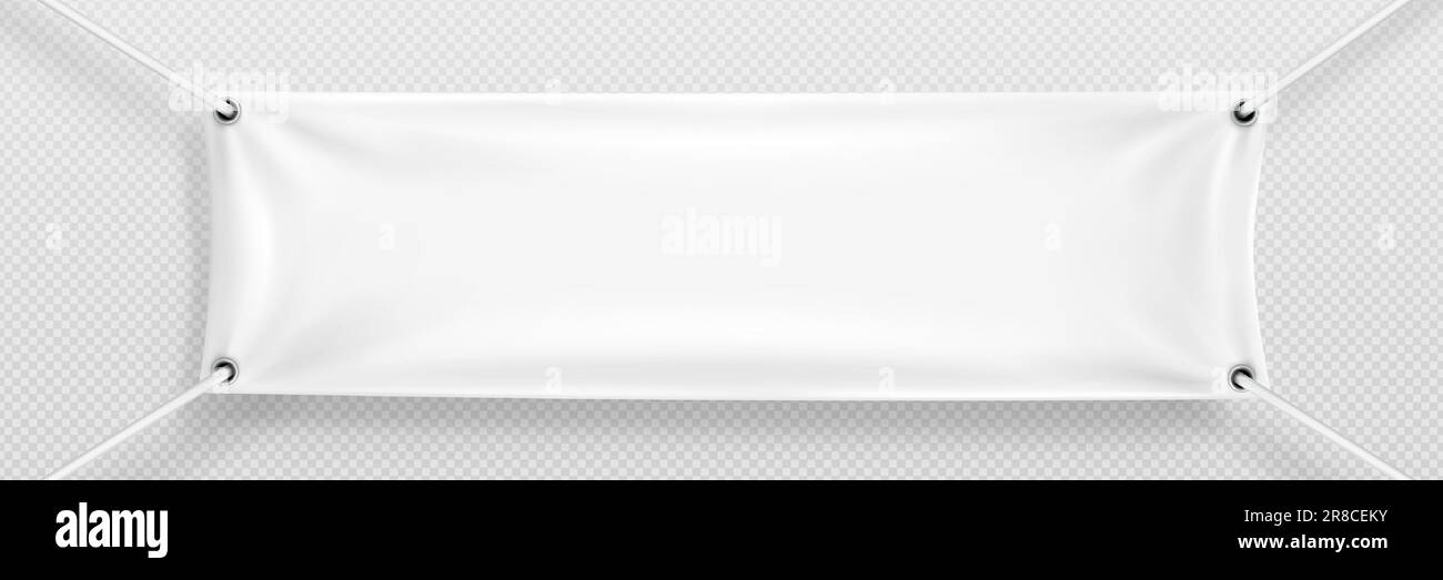 White realistic hang blank fabric horizontal canvas banner sign vector