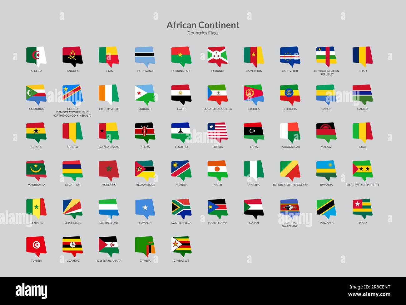African Continent countries flag icons collection Stock Photo