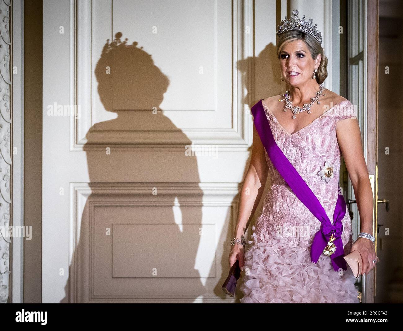 BRUSSELS - Queen Maxima prior to the state banquet at the Castle of Laeken  on the first day of the state visit to Belgium. The royal couple will visit  the country, at