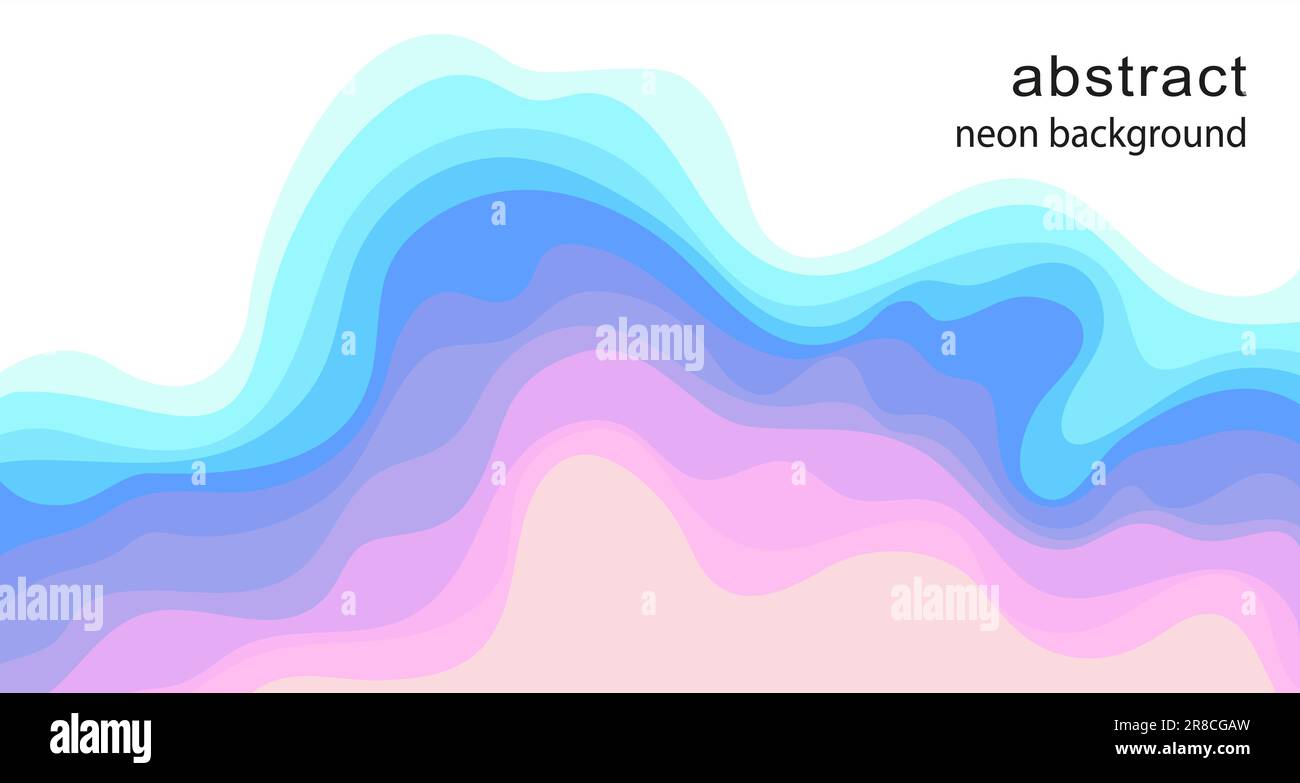 Abstract neon background. Vector template in a paper cut style ...