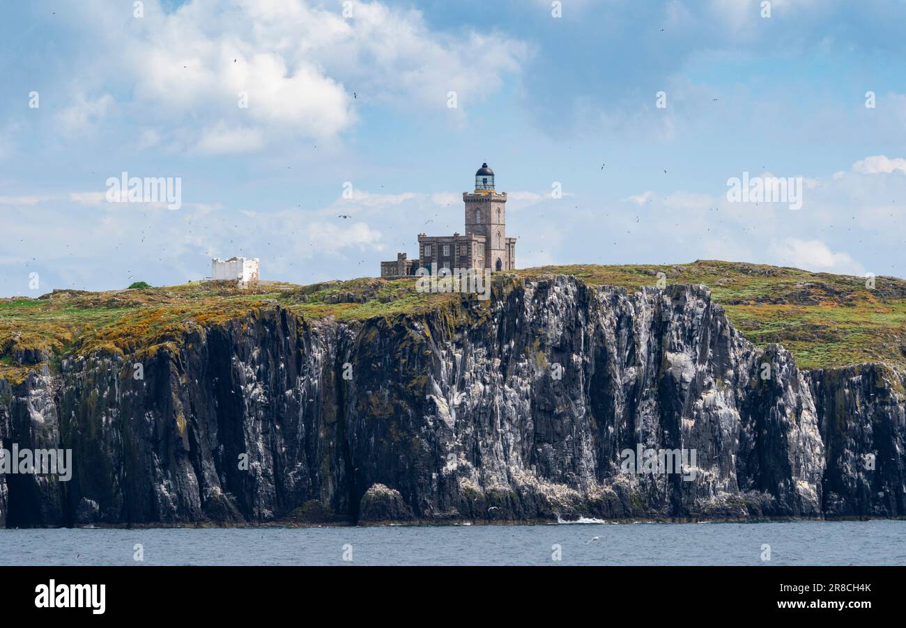 View of the lighthouse on the Isle of May, Firth of Forth in Fife, Scotland, UK Stock Photo