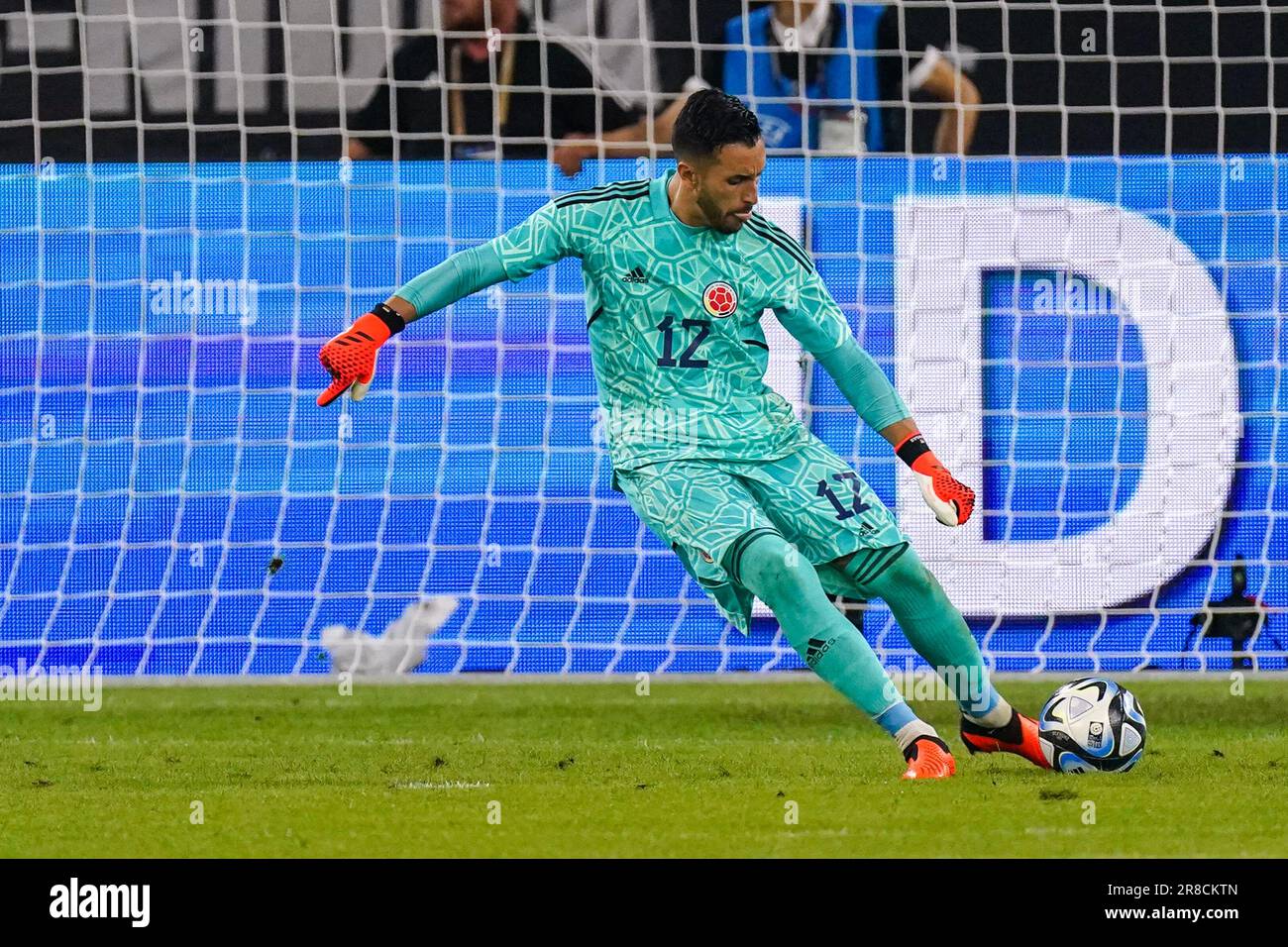 Gelsenkirchen, Germany. 20th June, 2023. GELSENKIRCHEN, GERMANY - JUNE 20: Goalkeeper Camilo Vargas of Colombia kicks the ball during the International Friendly match between Germany and Colombia at the Veltins-Arena on June 20, 2023 in Gelsenkirchen, Germany (Photo by Joris Verwijst/Orange Pictures) Credit: Orange Pics BV/Alamy Live News Stock Photo
