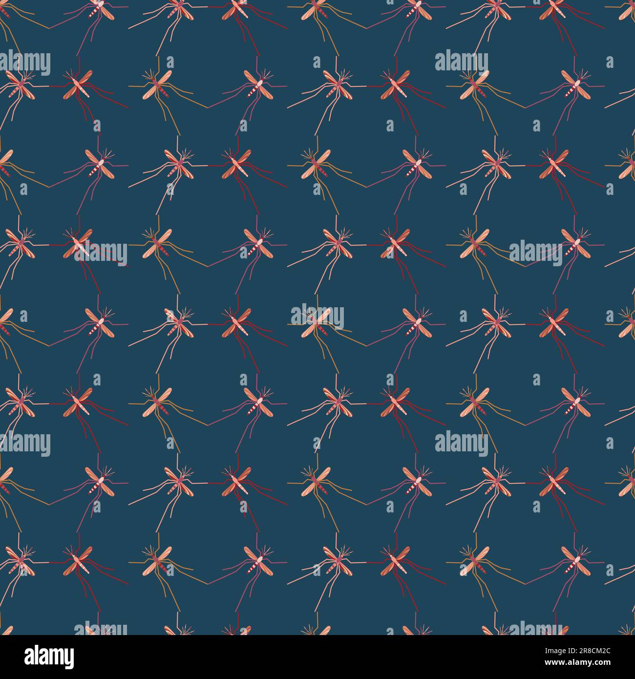 Anopheles mosquito seamless pattern. Vector illustration of mosquito in ...