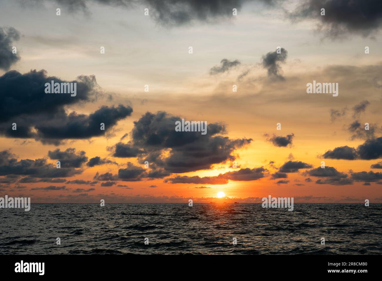A landscape of the sea during the sunset in the evening in Koh Rong ...