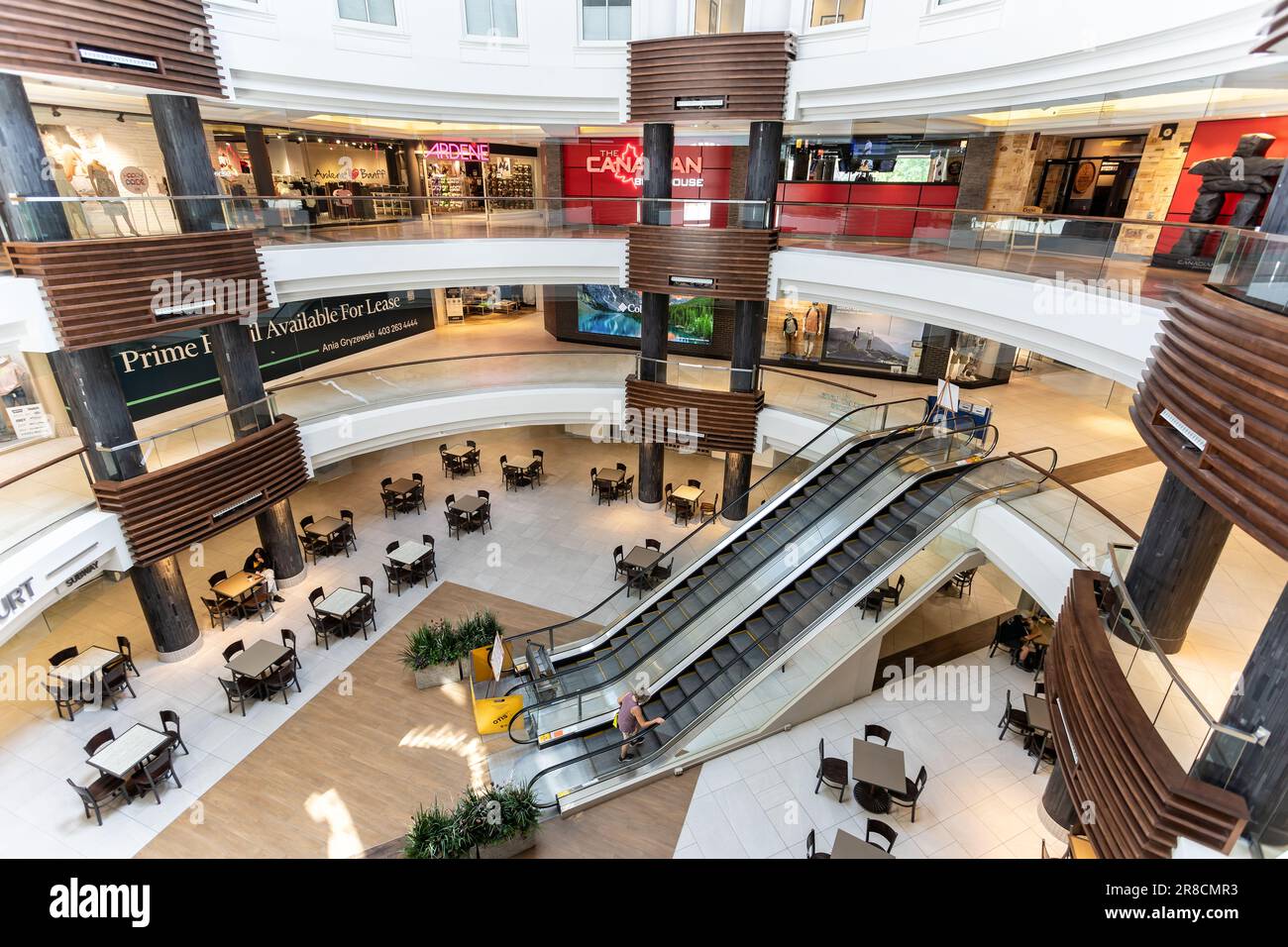 Interior view of The Cascade Shoppin mall in Banff Avenue, Banff, Alberta, Canada on 8 June 2023 Stock Photo